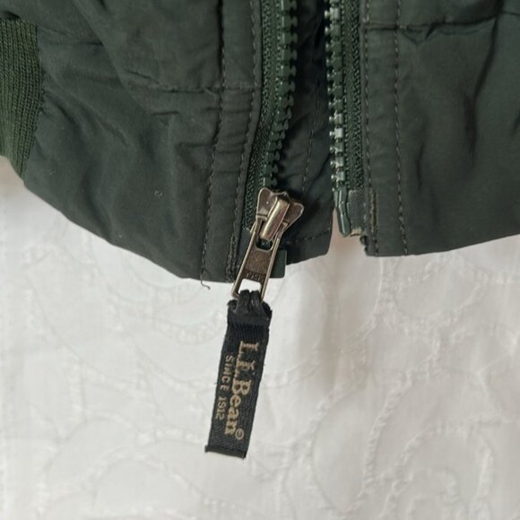 LL BEAN vintage dark hunter green fleece lined zipper front jacket Size L Reg - Picture 7 of 13